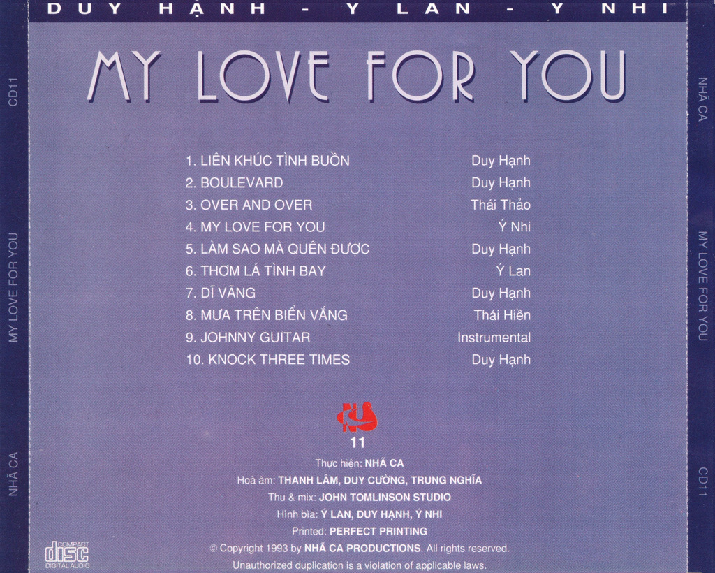 Nhã Ca CD 011 - My Love For You