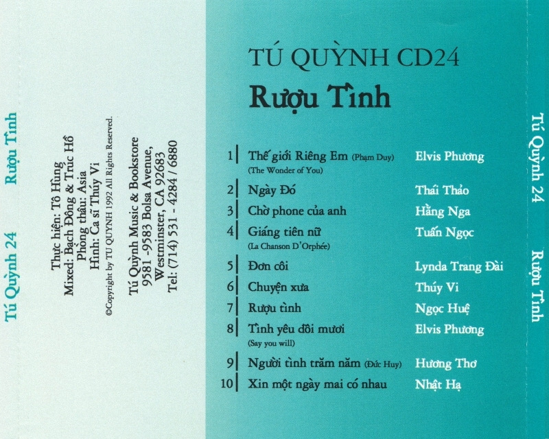 Tú Quỳnh CD 024 - Rượu Tình