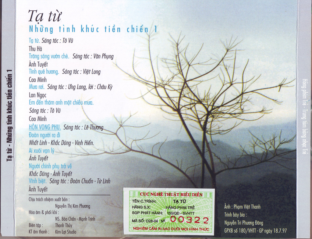 Băng Nhạc Trẻ CD - Tạ Từ