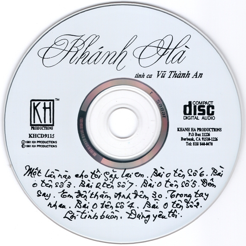 Khánh Hà CD 015 - Tình Ca Vũ Thành An