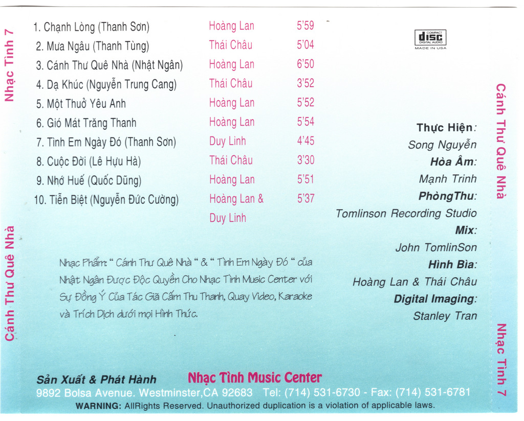 Nhạc Tình CD7 - Cánh Thư Quê Nhà