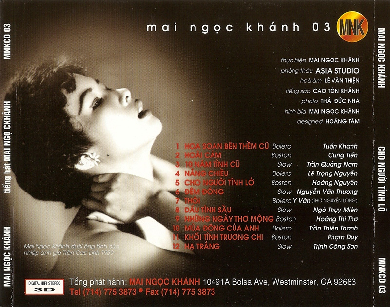 Mai Ngọc Khánh CD 003 - Cho Người Tình Lỡ
