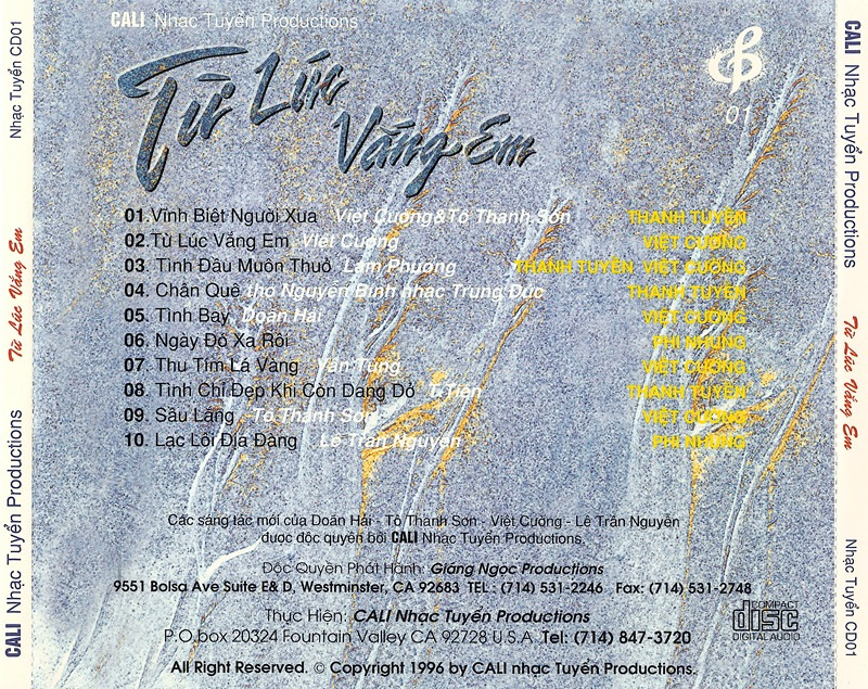 Cali CD 01 - Từ Lúc Vắng Em