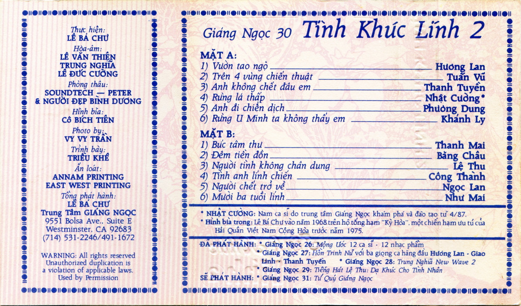 Giáng Ngọc CDCS30 - Tình Khúc Lính 2