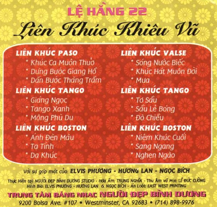 Lệ Hằng CD022 - Liên Khúc Khiêu Vũ