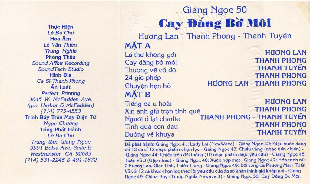 Giáng Ngọc 50 - Cay Đắng Bờ Môi