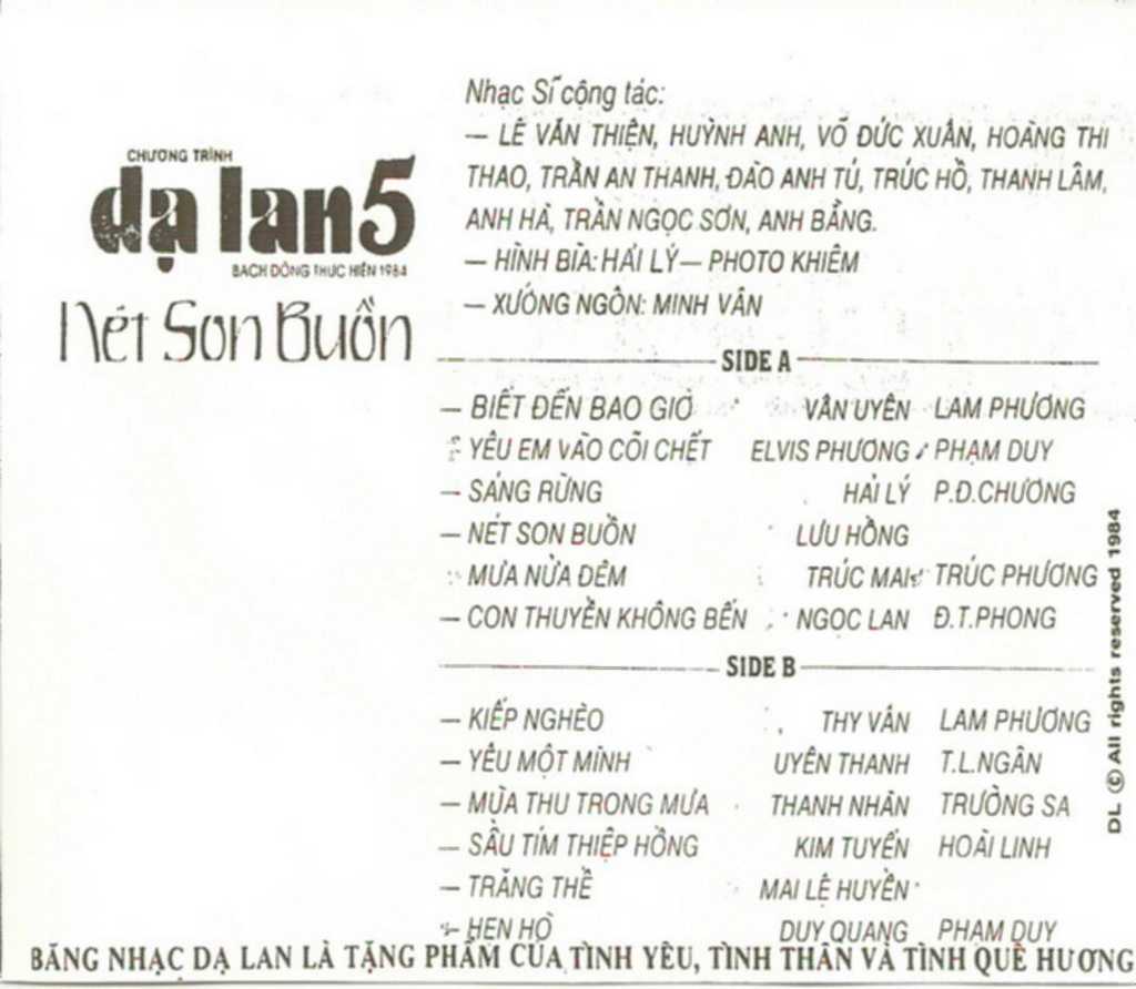 Dạ Lan 5 - Nét Son Buồn (Tape)