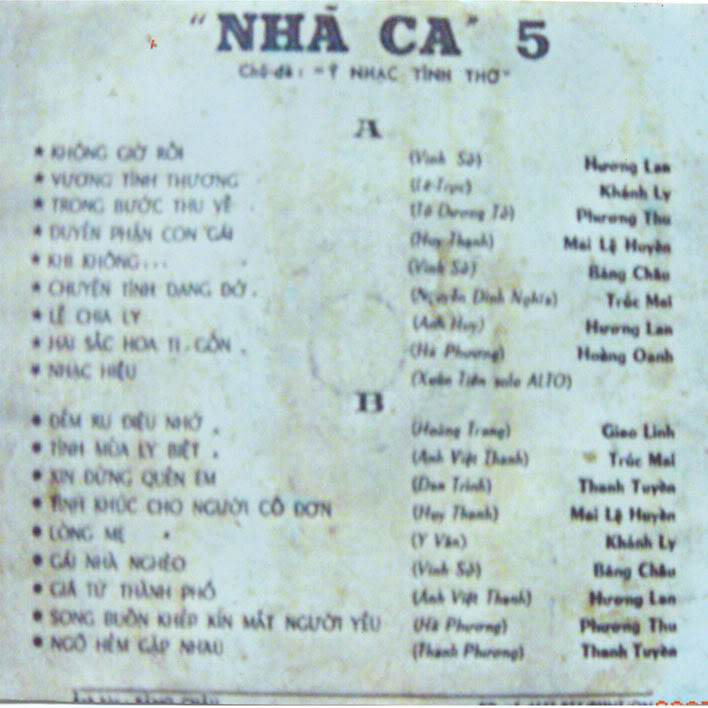 Nhã Ca 5 - Ý Nhạc Tình Thơ