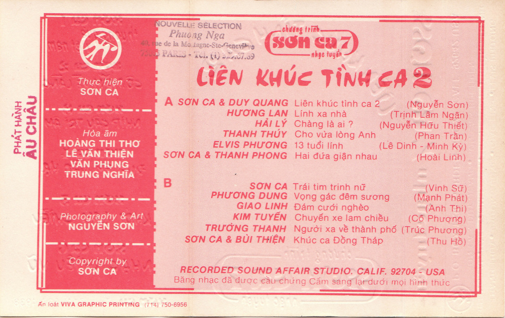 Sơn Ca - Liên Khúc Tình Ca 2 (Tape)