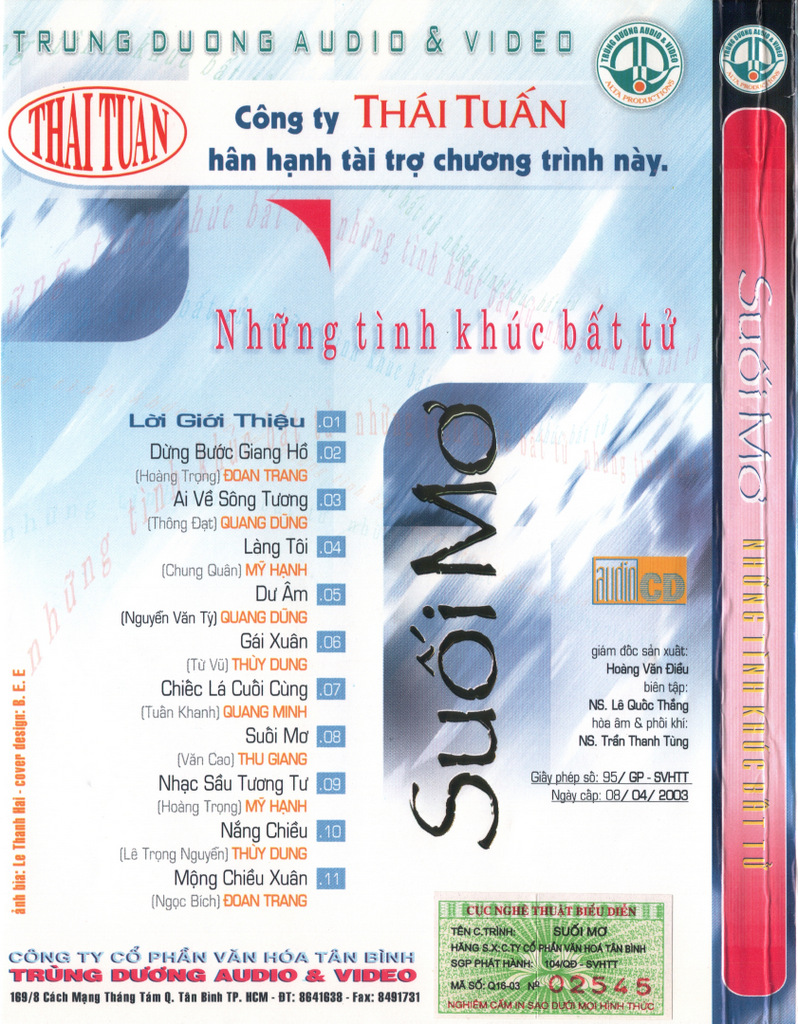 Trùng Dương CD - Suối Mơ (Những Tình Khúc Bất Hủ)