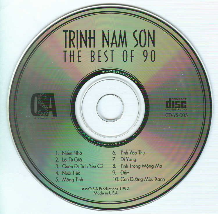 OSA CD - Trịnh Nam Sơn The Best Of 90