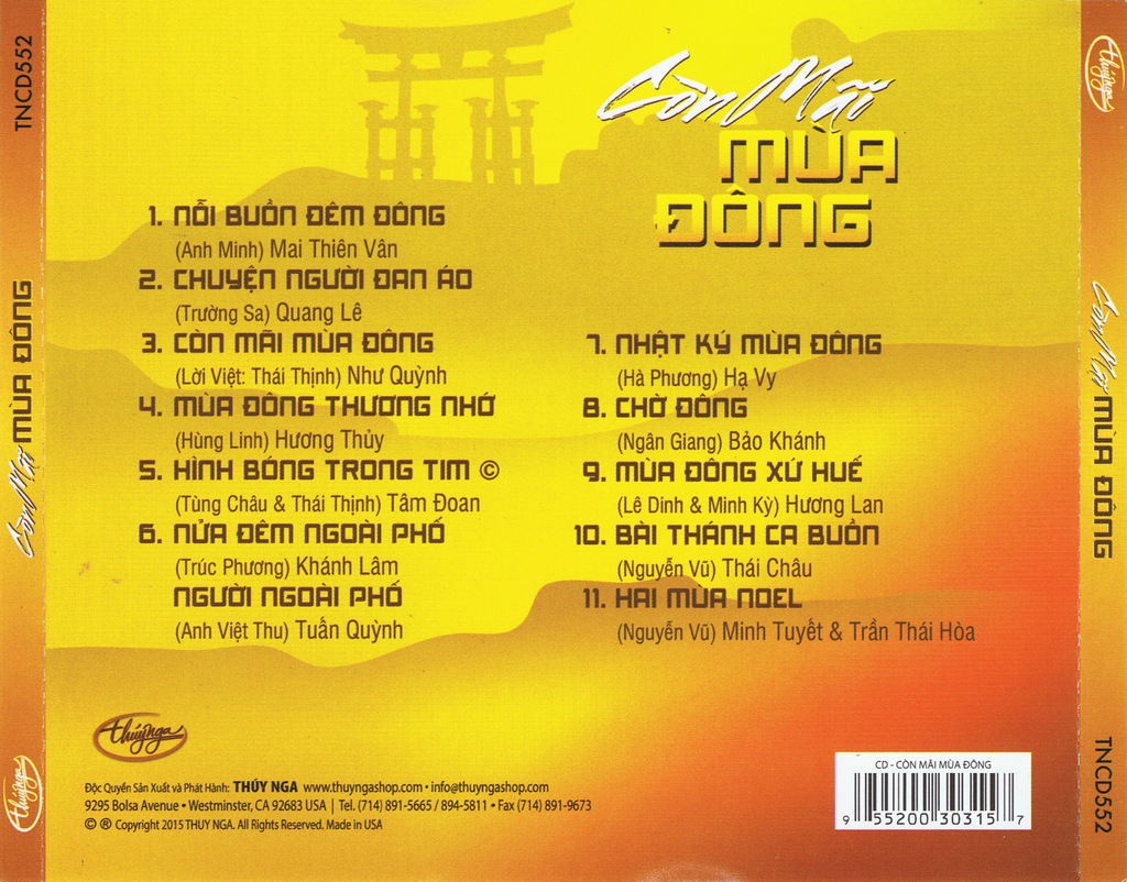 Thúy Nga CD552 - Còn Mãi Mùa Đông
