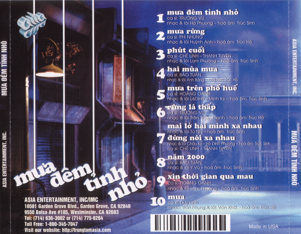 Asia CD138 - Mưa Đêm Tỉnh Nhỏ