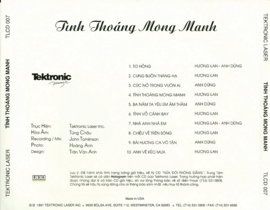 Tektronik Laser CD007 - Tình Thoáng Mong Manh