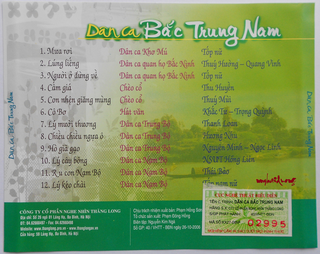 Thăng Long CD - Dân Ca Bắc Trung Nam
