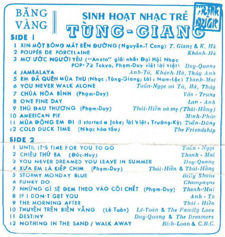 Băng Vàng - Sinh Hoạt Nhạc Trẻ Tùng Giang