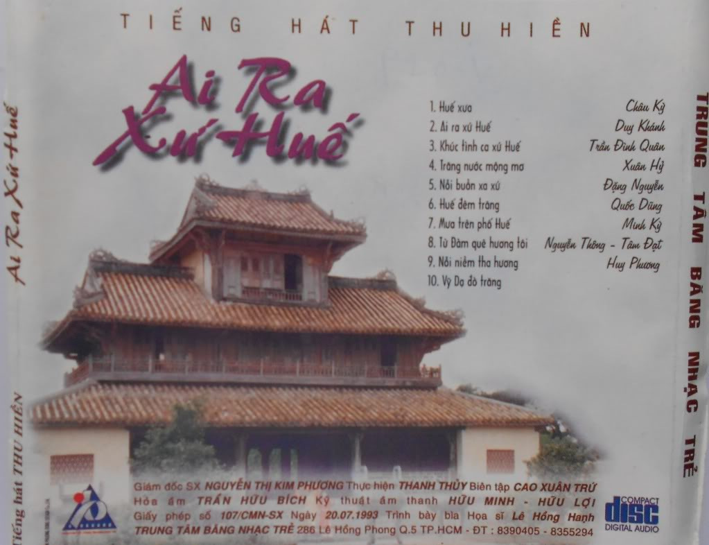 Băng Nhạc Trẻ CD - Tiếng Hát Thu Hiền - Ai Ra Xứ Huế