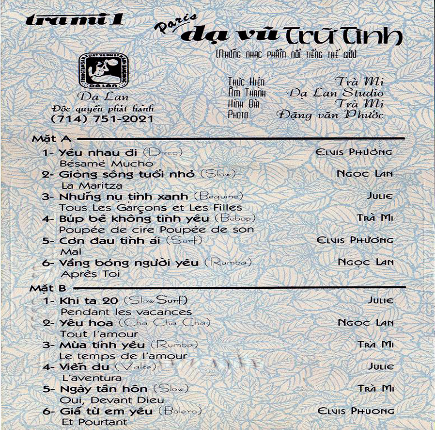 Dạ Lan CD - Trà Mi 1 - Dạ Vũ Trữ Tình