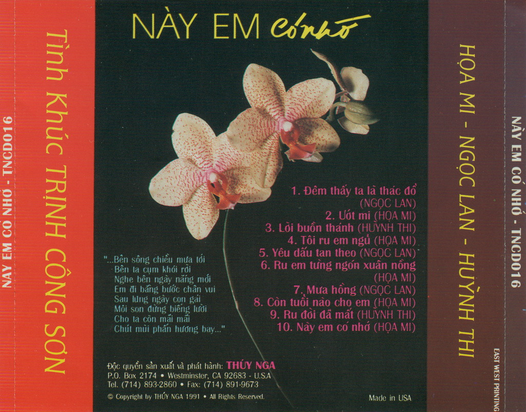 Thúy Nga CD 016 - Này Em Có Nhớ