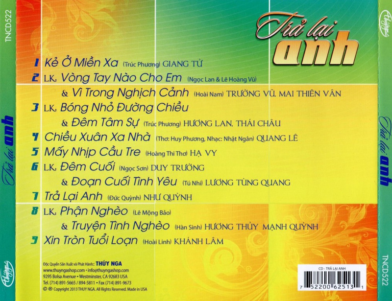 Thúy Nga CD522 - Trả Lại Anh