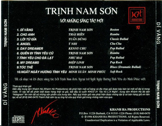 Khánh Hà CD010 - Dĩ Vãng