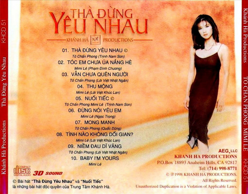 Khánh Hà CD051 - Thà Đừng Yêu Nhau