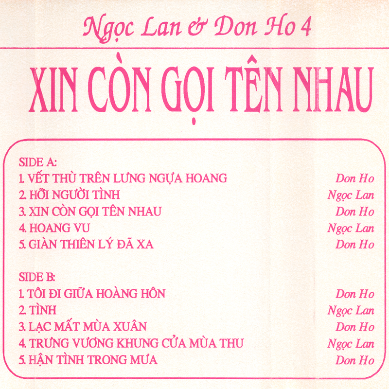 Tape Giáng Ngọc 173 - Xin Còn Gọi Tên Nhau - Ngọc Lan & Don Hồ