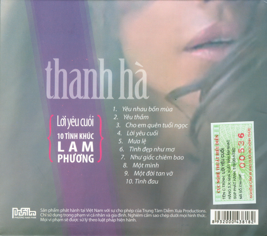 Phương Nam CD - Lời Yêu Cuối (10 Tình Khúc Lam Phương) - Thanh Hà