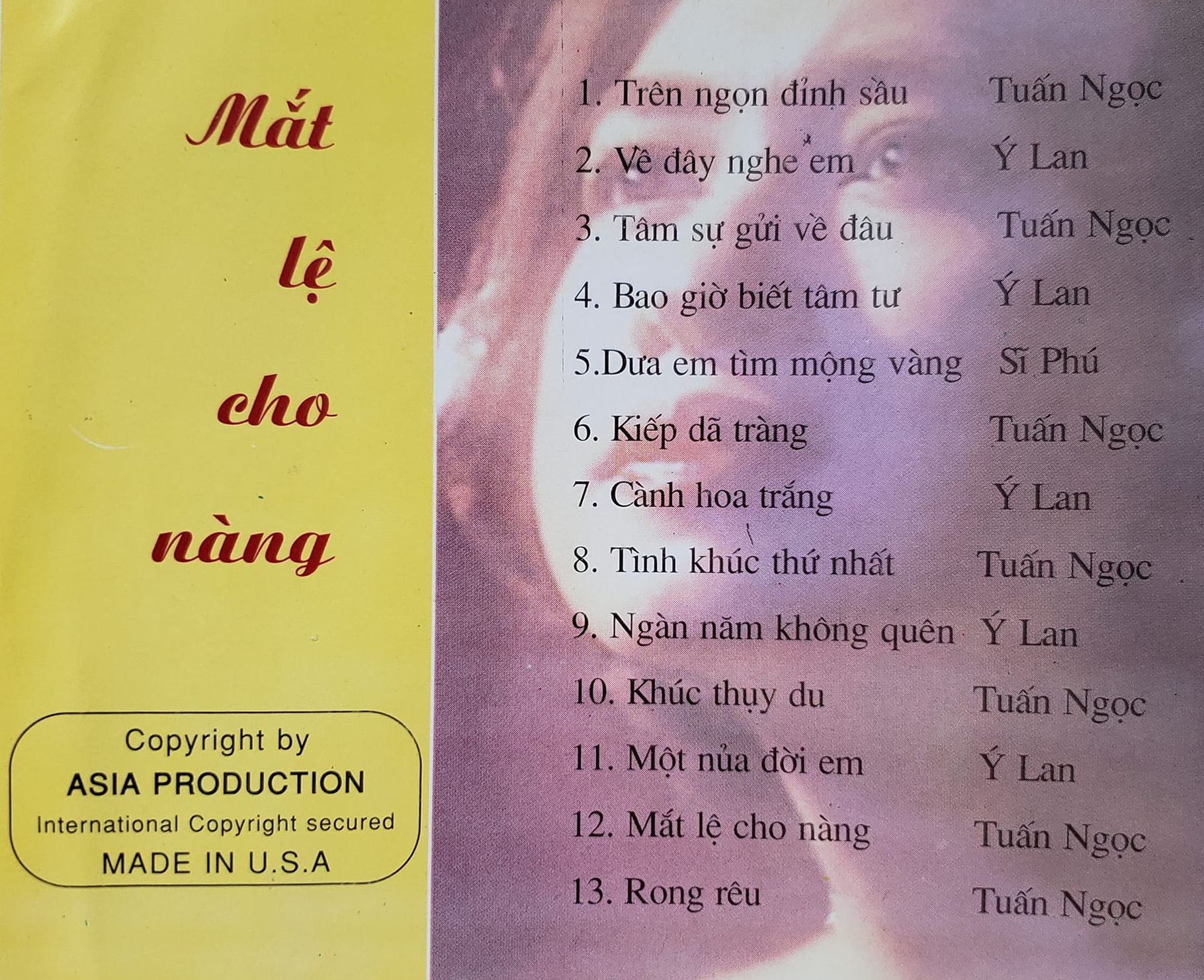 Asia CD - Mắt Lệ Cho Nàng - Tuấn Ngọc & Ý Lan