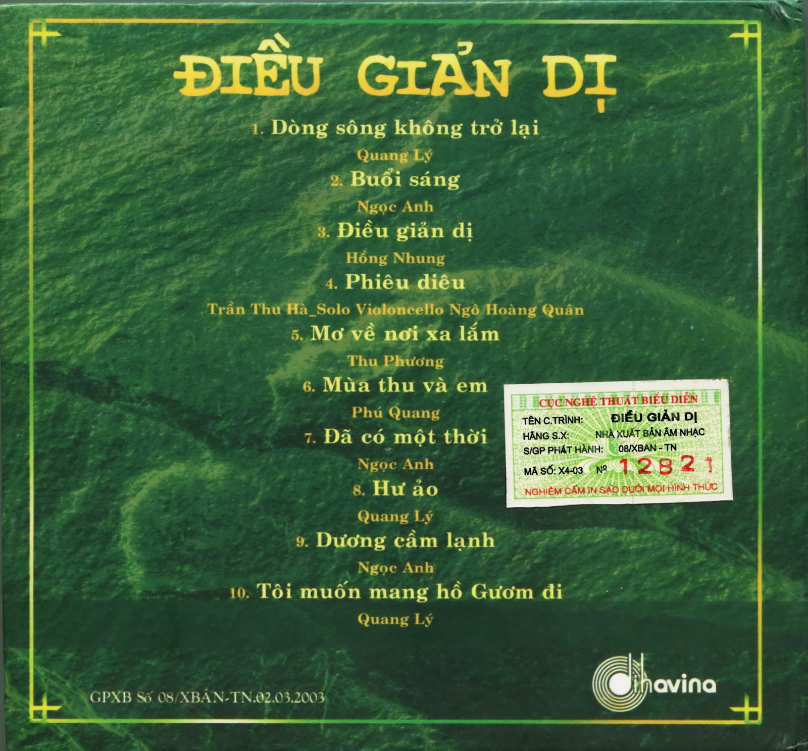 Dihavina CD - Điều Giản Dị - Phú Quang Vol 6