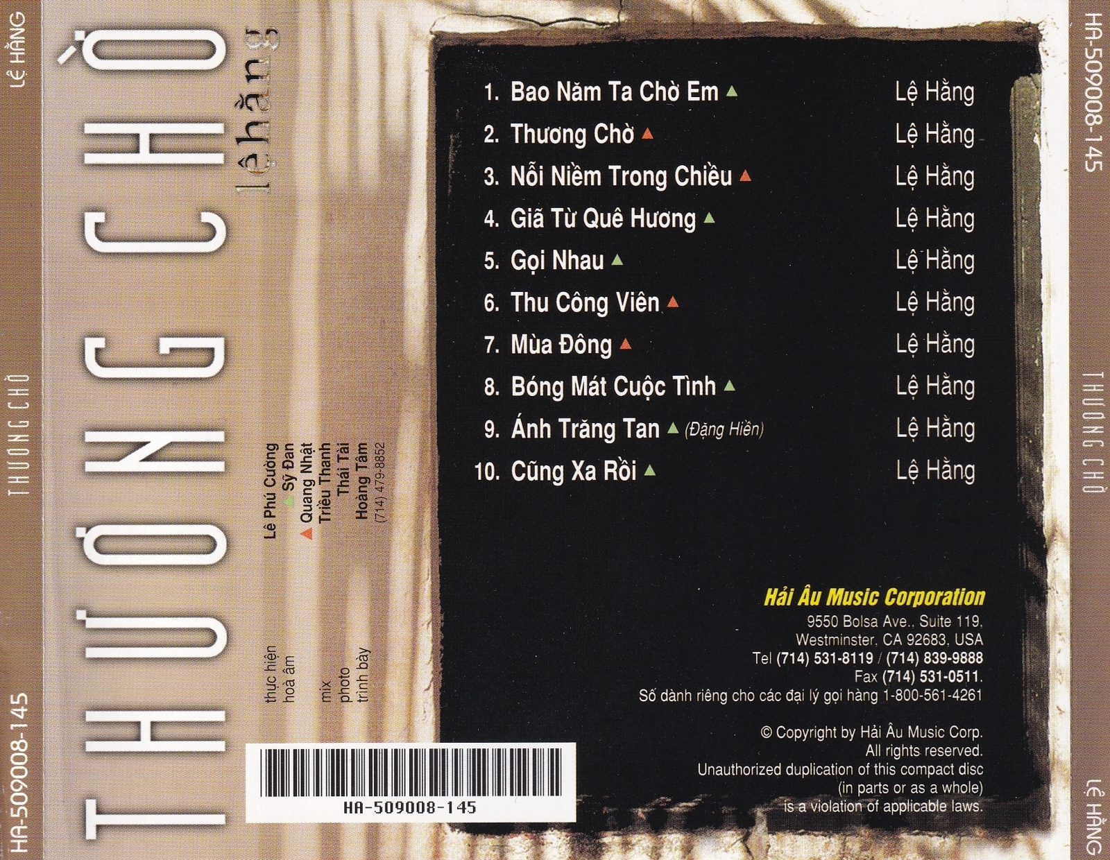 Hải Âu CD145 - Thương Chờ - Lệ Hằng