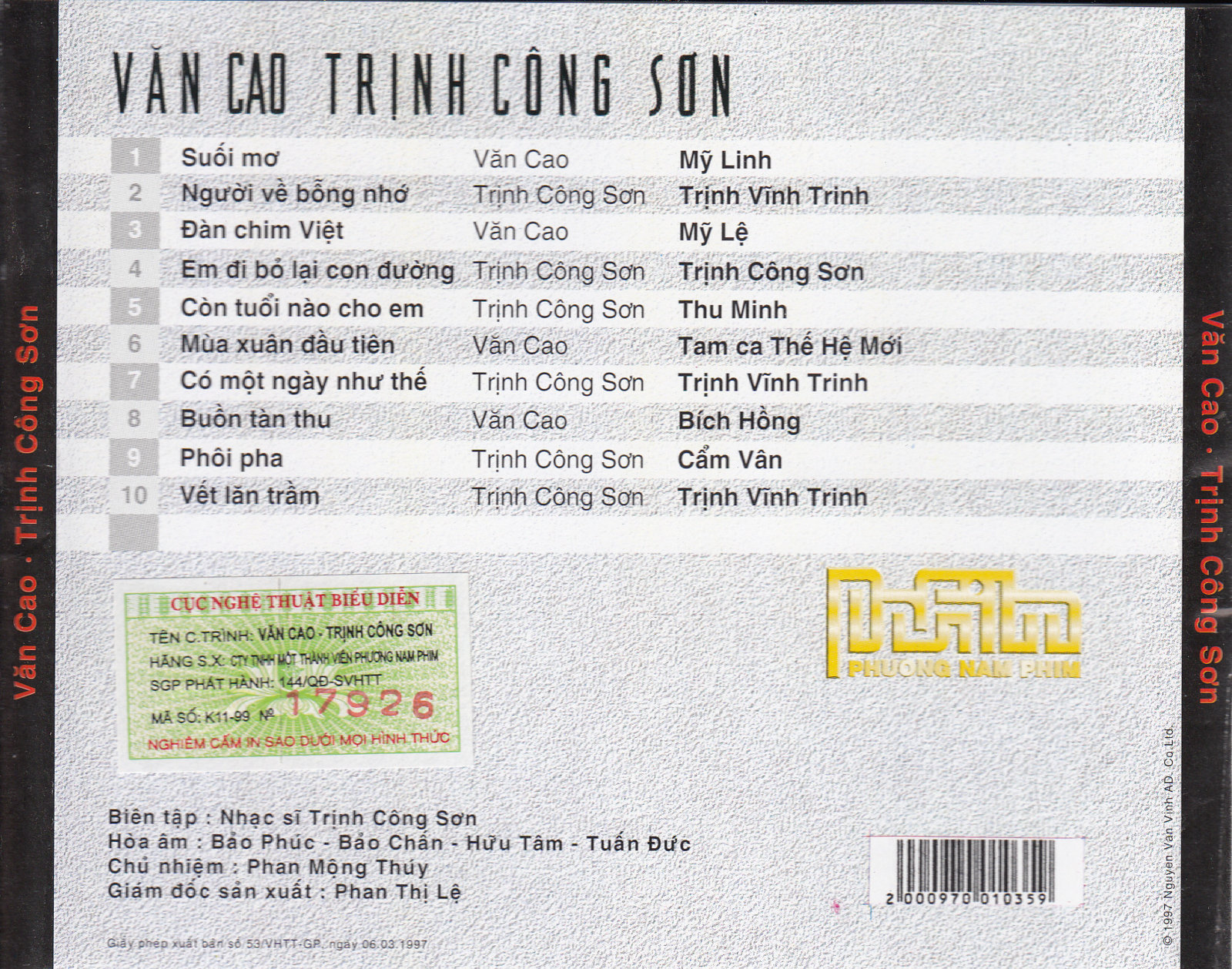Phương Nam CD - Văn Cao, Trịnh Công Sơn