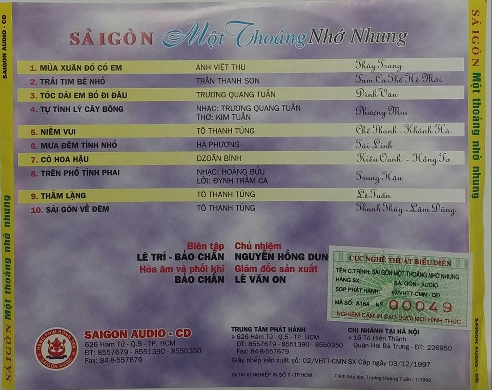 Sài Gòn CD - Sài Gòn Một Thoáng Nhớ Nhung (Một Thoáng Sài Gòn - Hương Phù Sa)