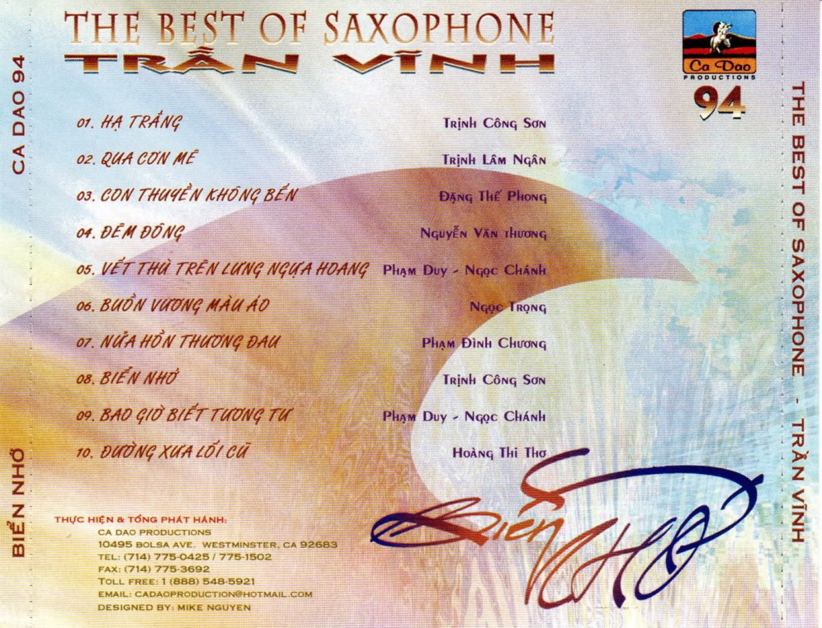 Ca Dao CD094 - The Best of Saxophone Trần Vĩnh