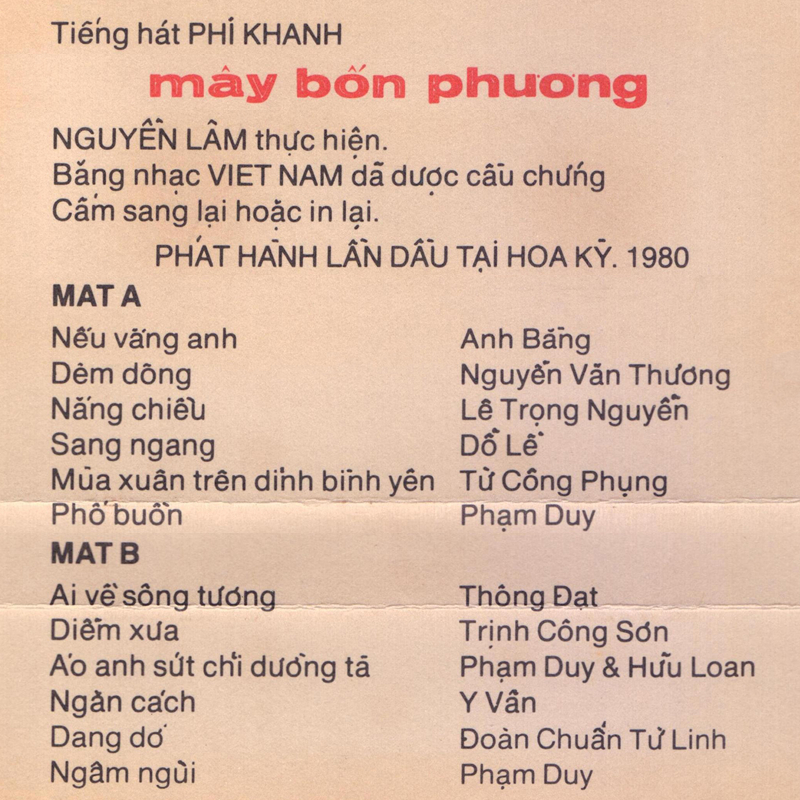 Tape Mây Bốn Phương 2 - Tình Yêu Và Dang Dở - Phi Khanh