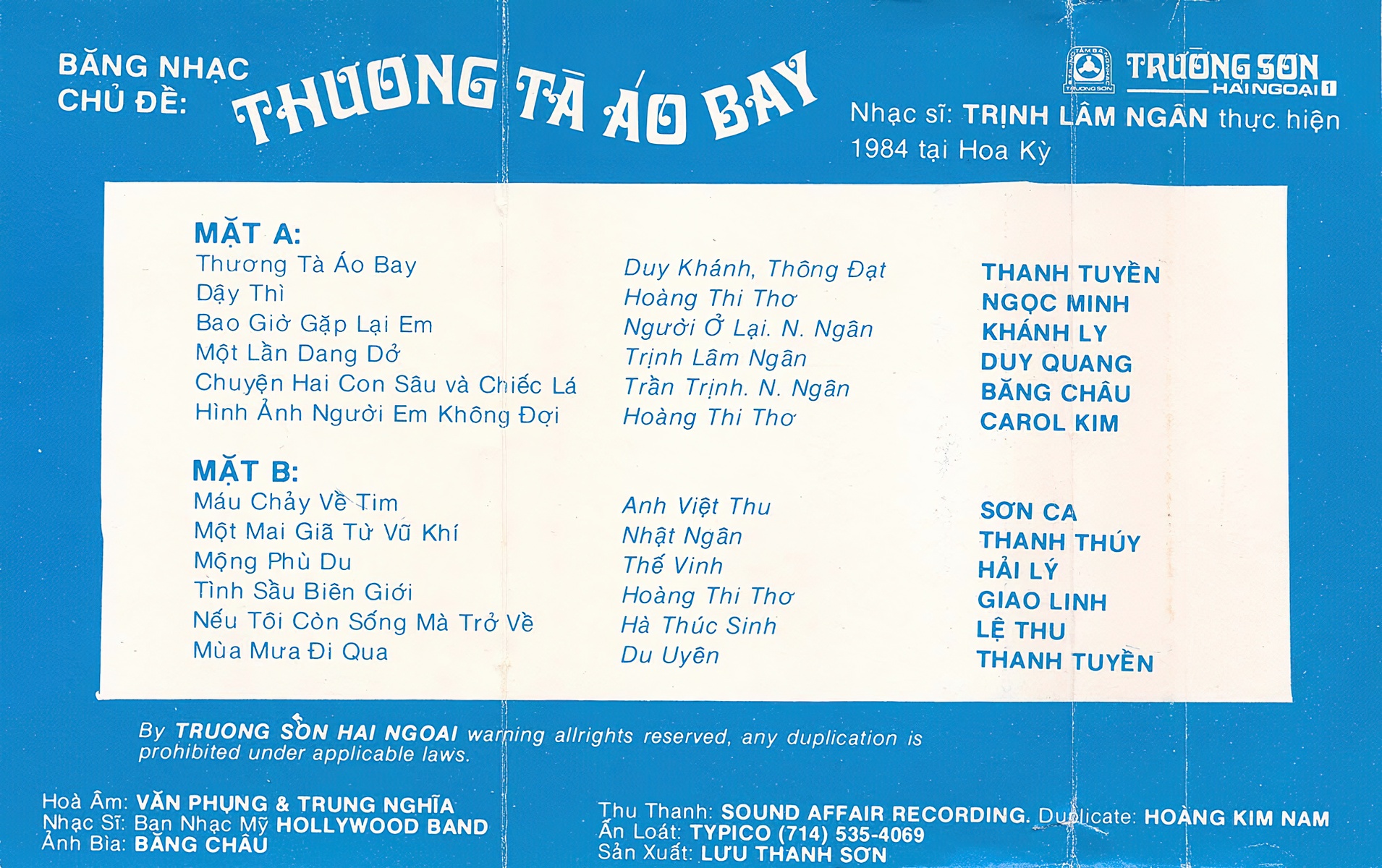 Tape Trường Sơn Hải Ngoại 1 - Thương Tà Áo Bay