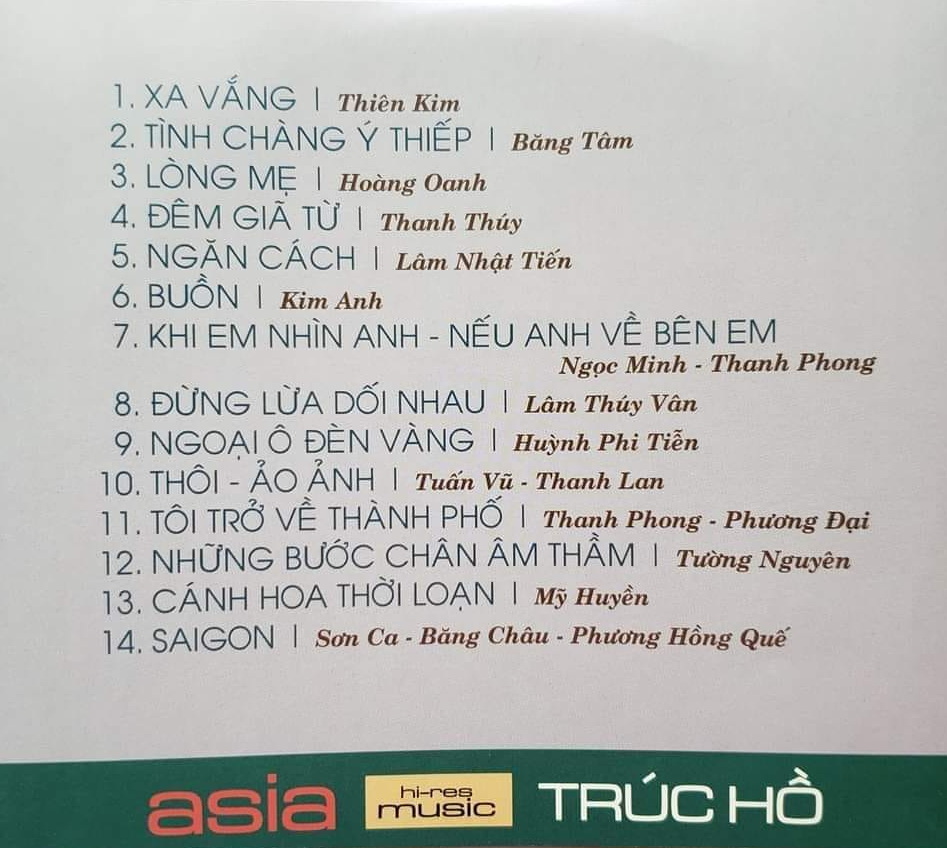 Trúc Hồ CD - Tình Khúc Y Vân