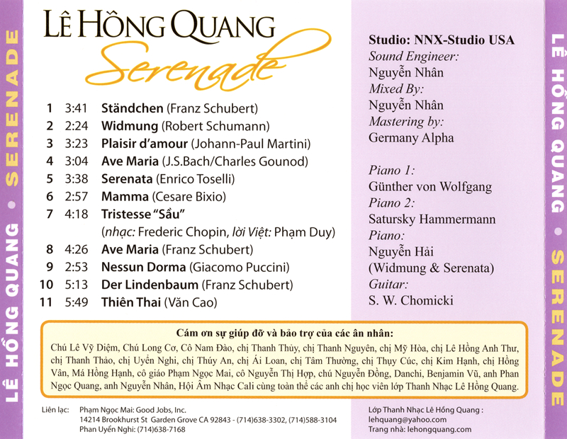 Lê Hồng Quang CD - Serenade