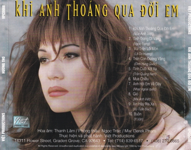 Việt Productions CD - Khi Anh Thoáng Qua Đời Em - Hương Thơ