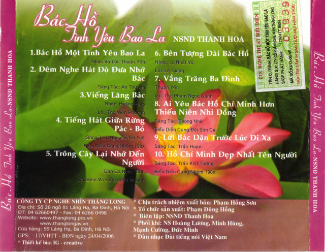 Thăng Long CD - Bác Hồ Một Tình Yêu Bao La - NSND Thanh Hoa