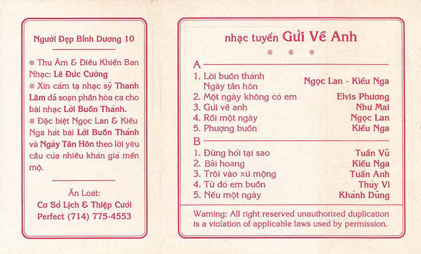 Tape Người Đẹp Bình Dương 10 - Gửi Về Anh