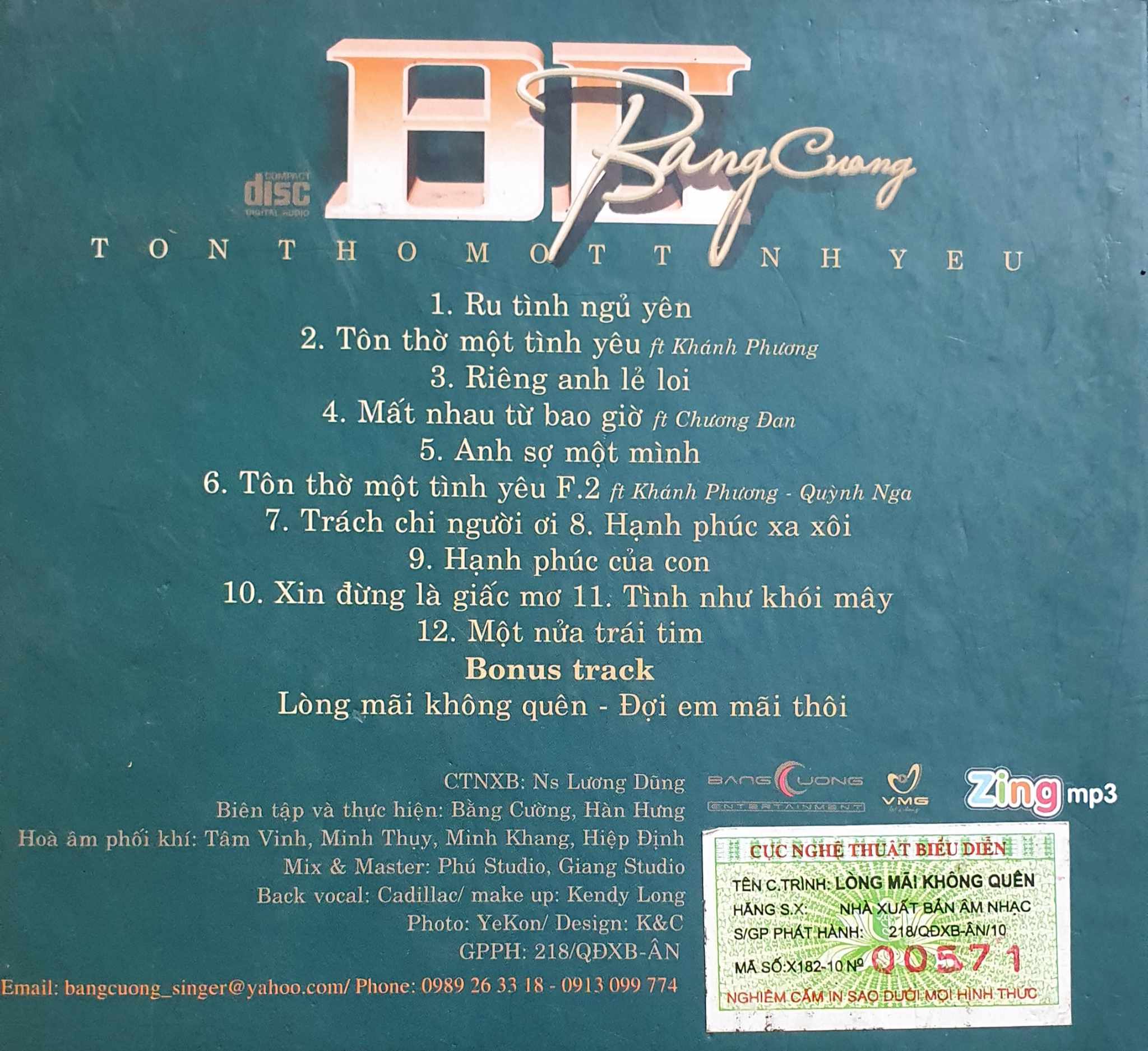 Dihavina CD - Tôn Thờ Một Tình Yêu - Bằng Cường