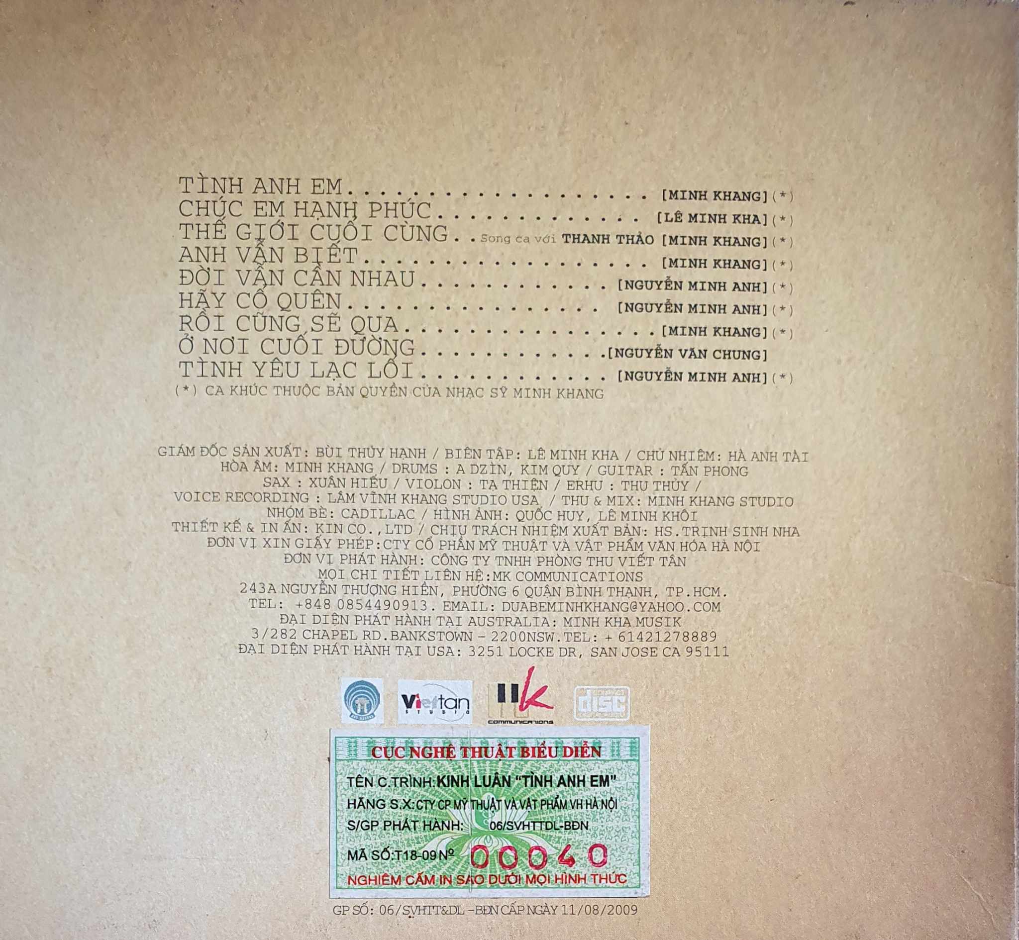 Hồ Gươm CD - Tình Anh Em - Kinh Luân