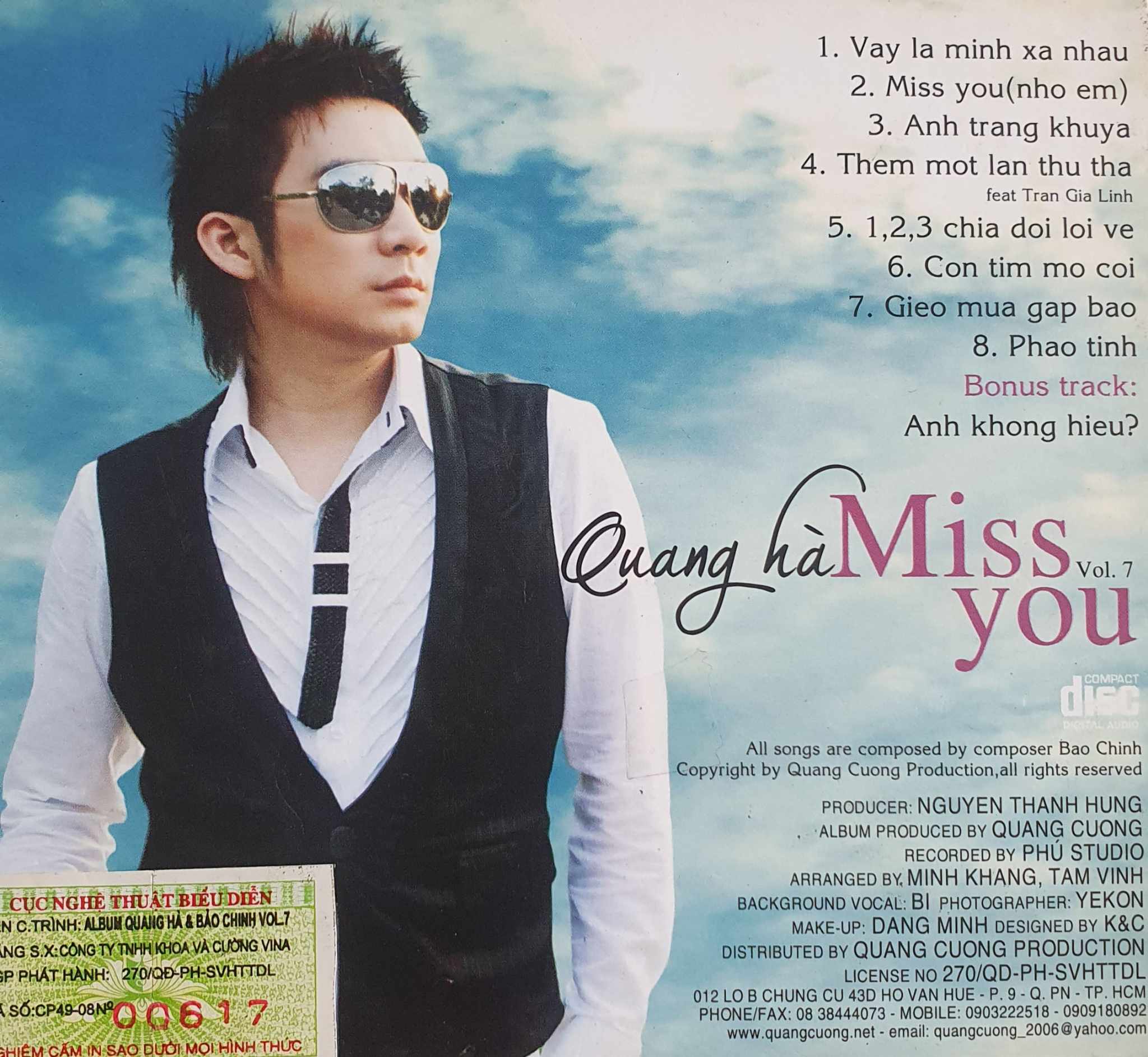 Khoa & Cường Vina CD - Quang Hà Vol 7 - Miss You