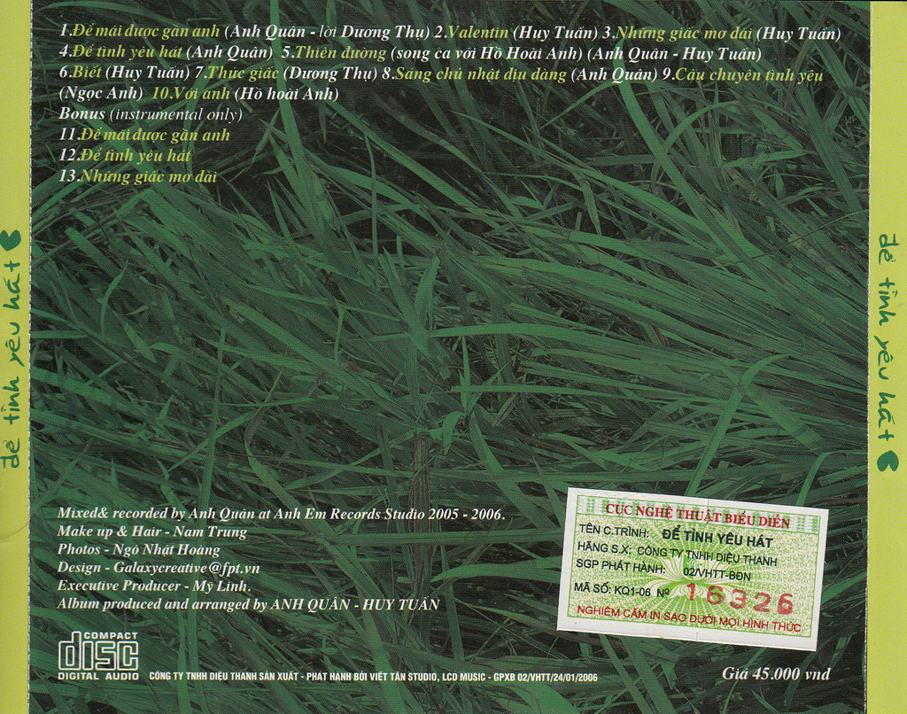 Diệu Thanh CD - Để Tình Yêu Hát - Mỹ Linh
