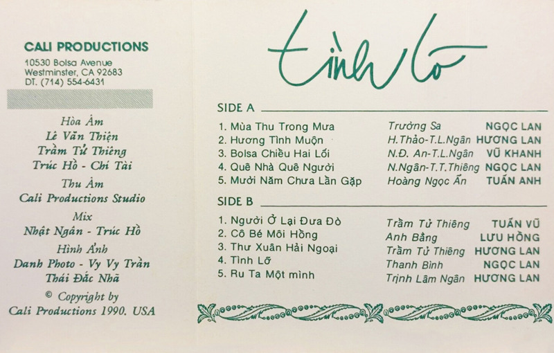 Tape Cali 2 - Tình Lỡ