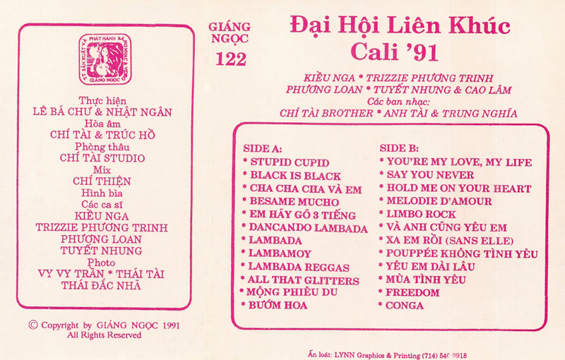 Tape Giáng Ngọc 122 - Đại Hội Liên Khúc Cali 91