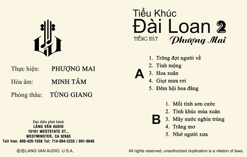 Tape Làng Văn 162 - Tình Khúc Hồ Quảng Đài Loan 2 - Phượng Mai