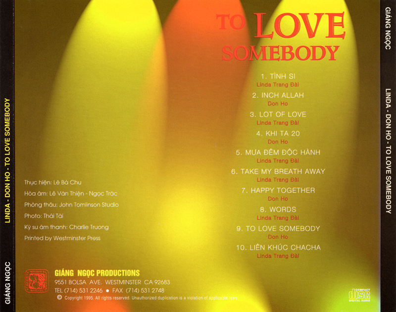 Giáng Ngọc CD - To Love Somebody