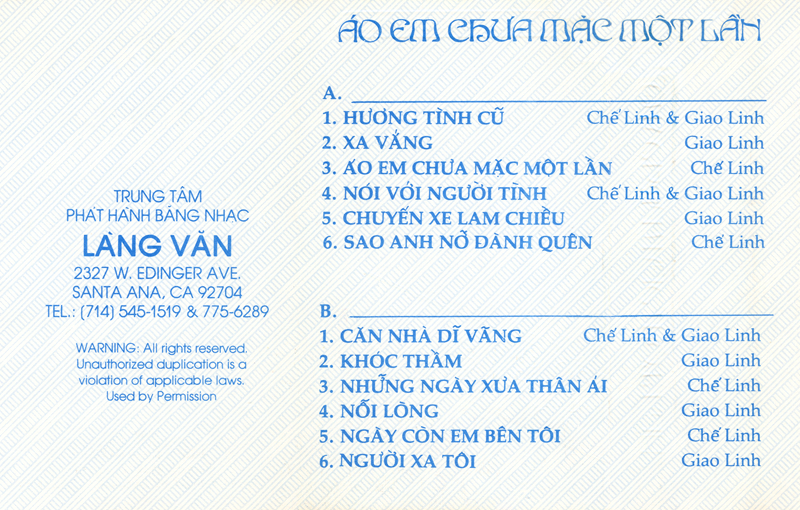 Tape Làng Văn 23 - Áo Em Chưa Mặc Một Lần - Giao Linh & Chế Linh